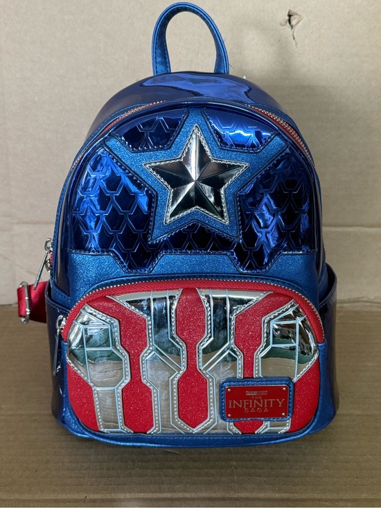 Loungefly Blue Red Silver Captain America Infinity Saga Mini Backpack main image 4